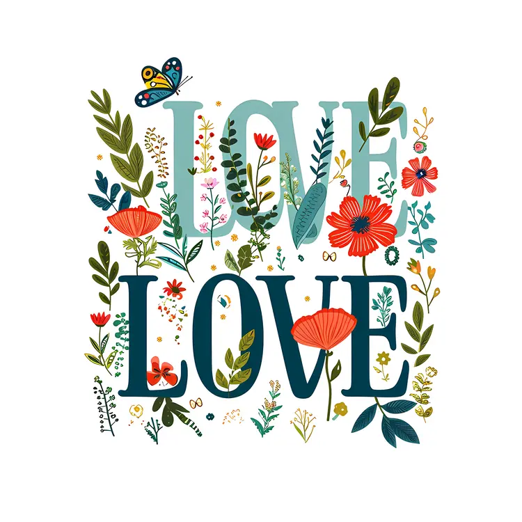 Floral LOVE Text Art