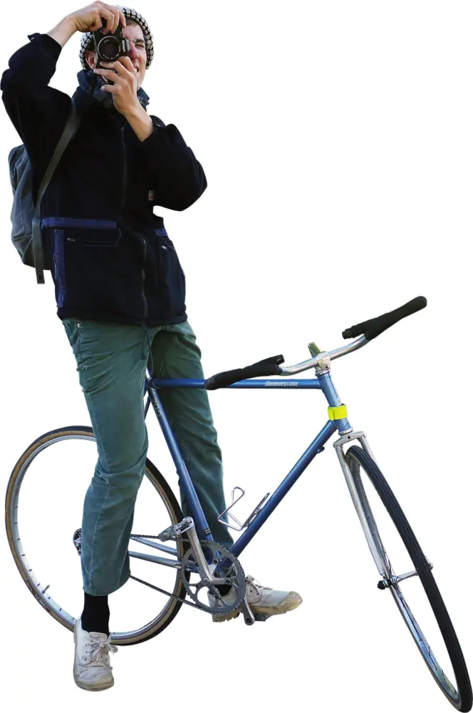 Person with Camera on Bicycle