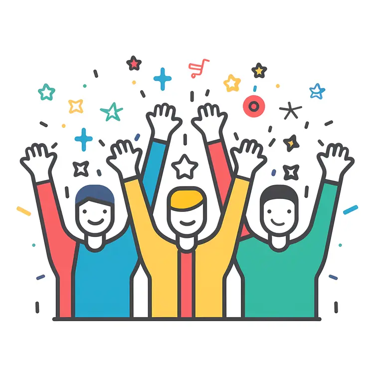 Group Celebration with Confetti
