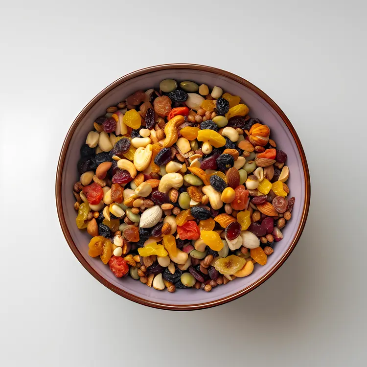 Bowl of Mixed Dried Fruits and Nuts
