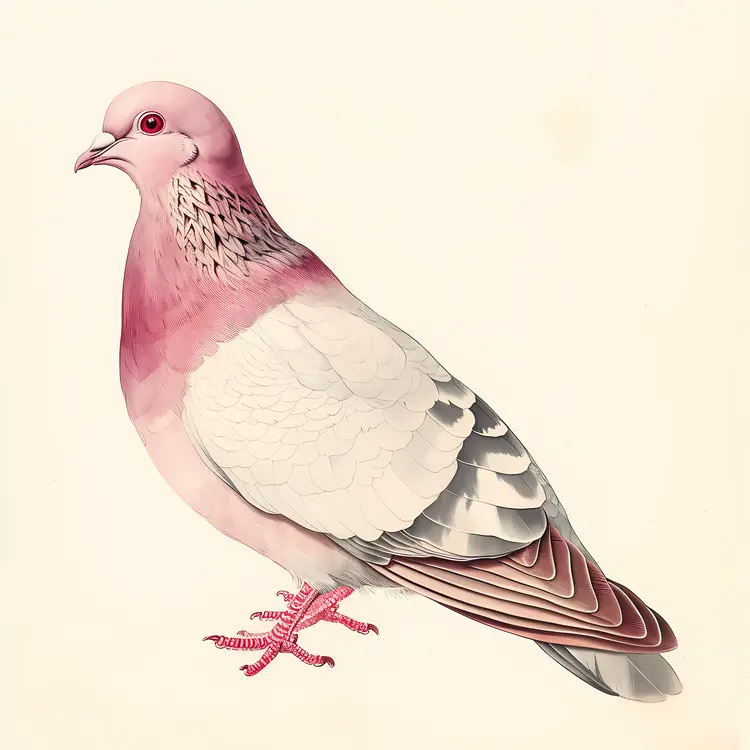 Pink and White Pigeon Illustration