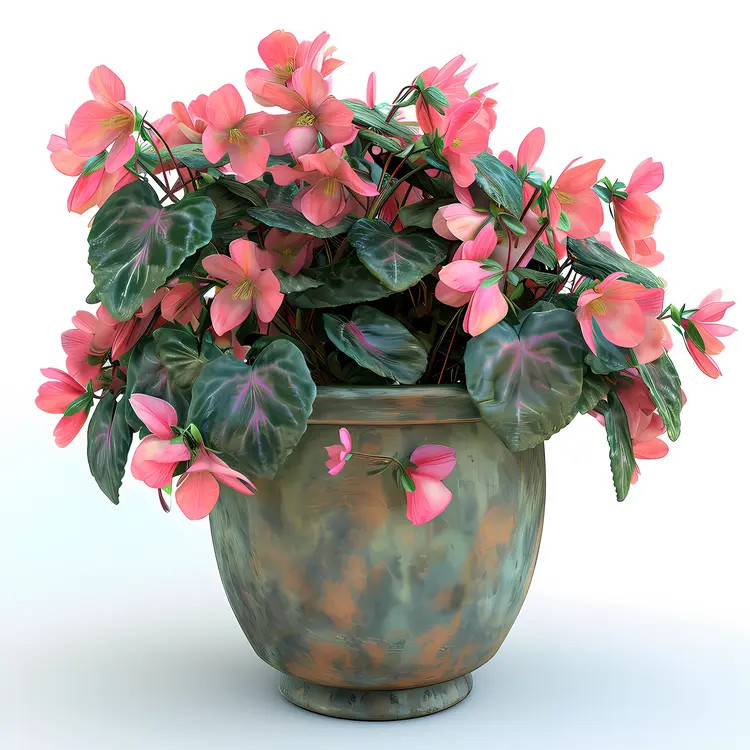 Pink Flowers in a Ceramic Pot