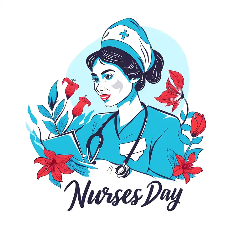 Nurse with Flowers Illustration for Nurses Day