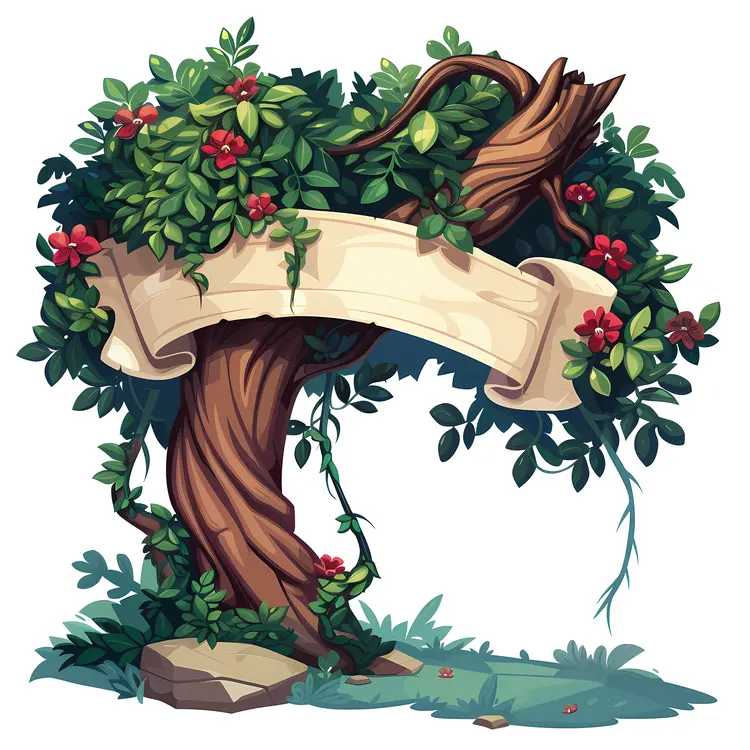 Tree with Banner for Signage