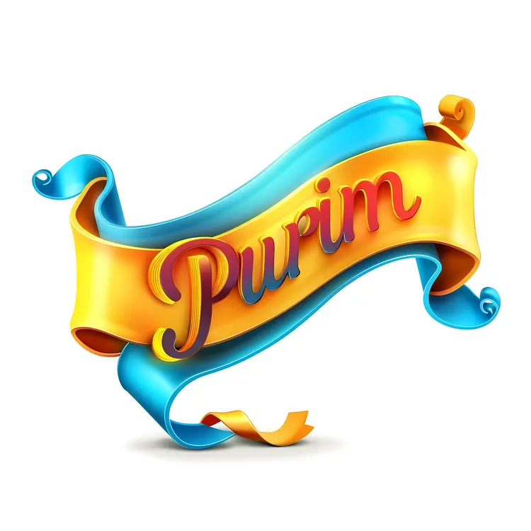 Purim Text with Colorful Ribbon