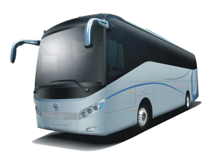 Blue and White Bus