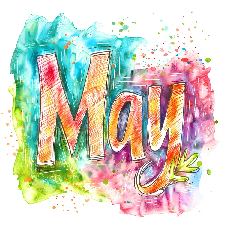 Colorful May Watercolor Art