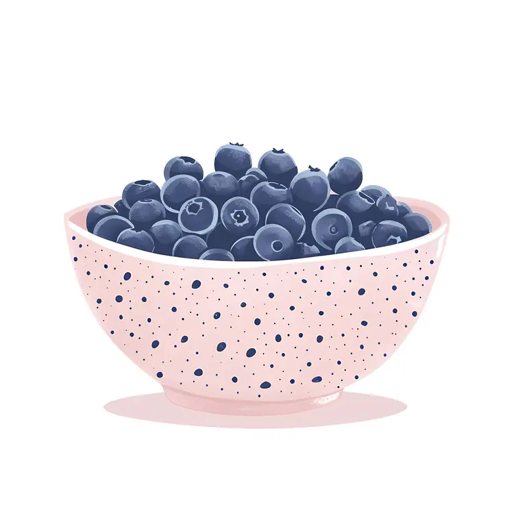 Blueberries in a Pink Bowl