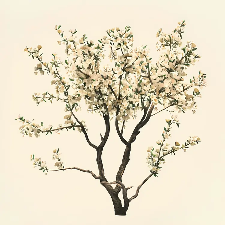 White Blossoming Tree with Branches