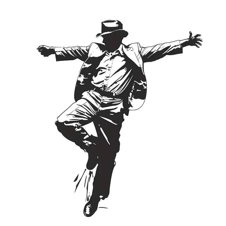 Silhouette of a Dancer in Hat and Suit