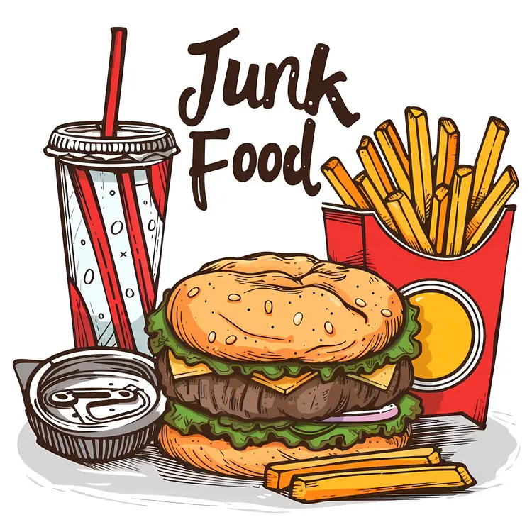 Junk Food Day Celebration with Burger and Fries