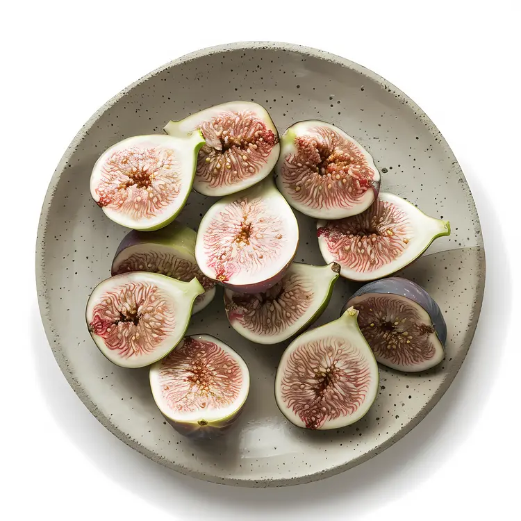 Fresh Sliced Figs on White Plate