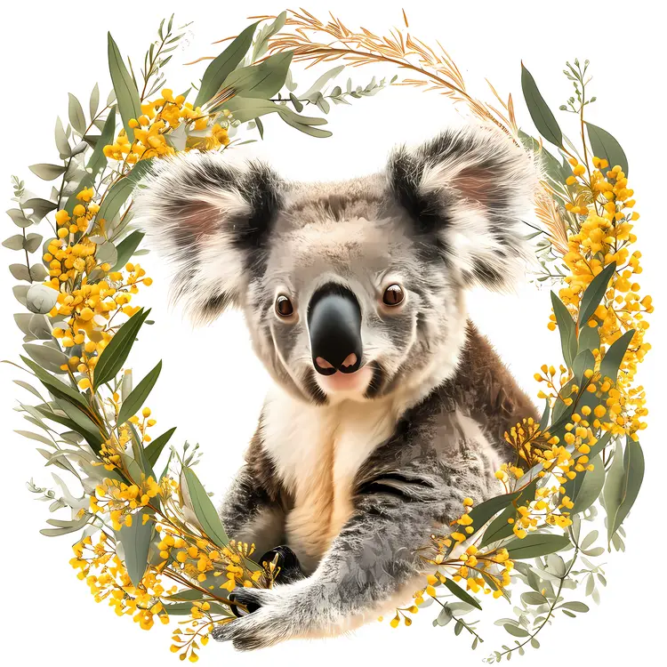 Koala with Yellow Flowers