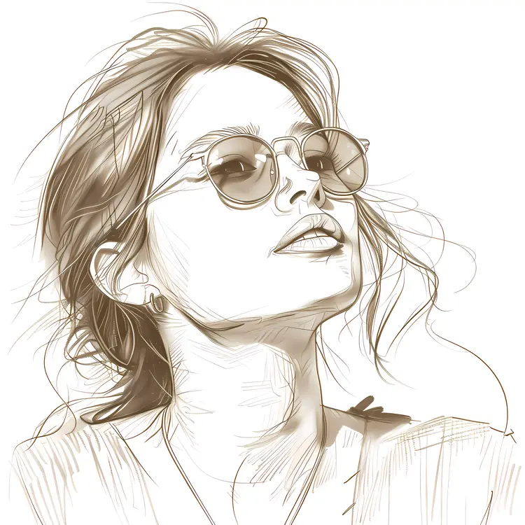 Artistic Sketch of Woman in Sunglasses