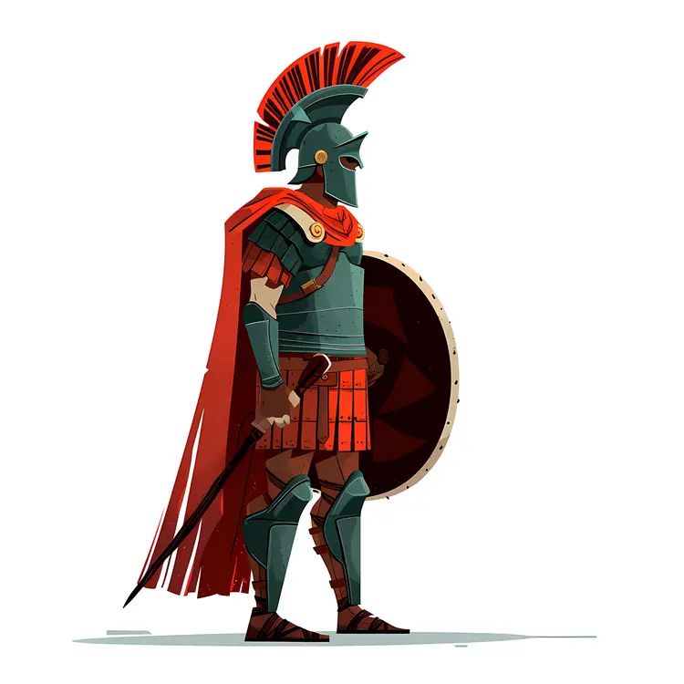 Spartan Warrior with Red Cape