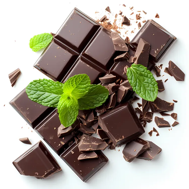 Mint Chocolate with Fresh Mint Leaves