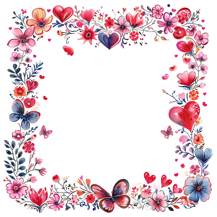 Floral Square Frame for Valentine's Day
