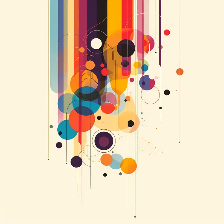 Colorful Circles and Lines in Abstract Art