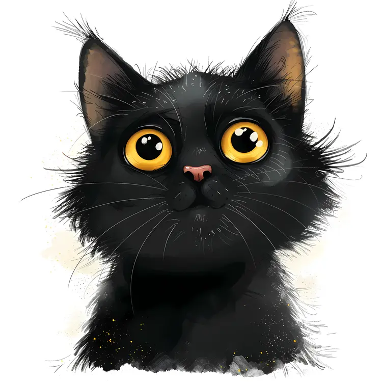 Cute Black Cat with Big Eyes