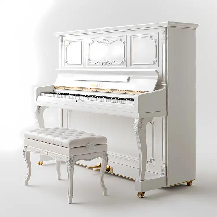 Elegant White Upright Piano