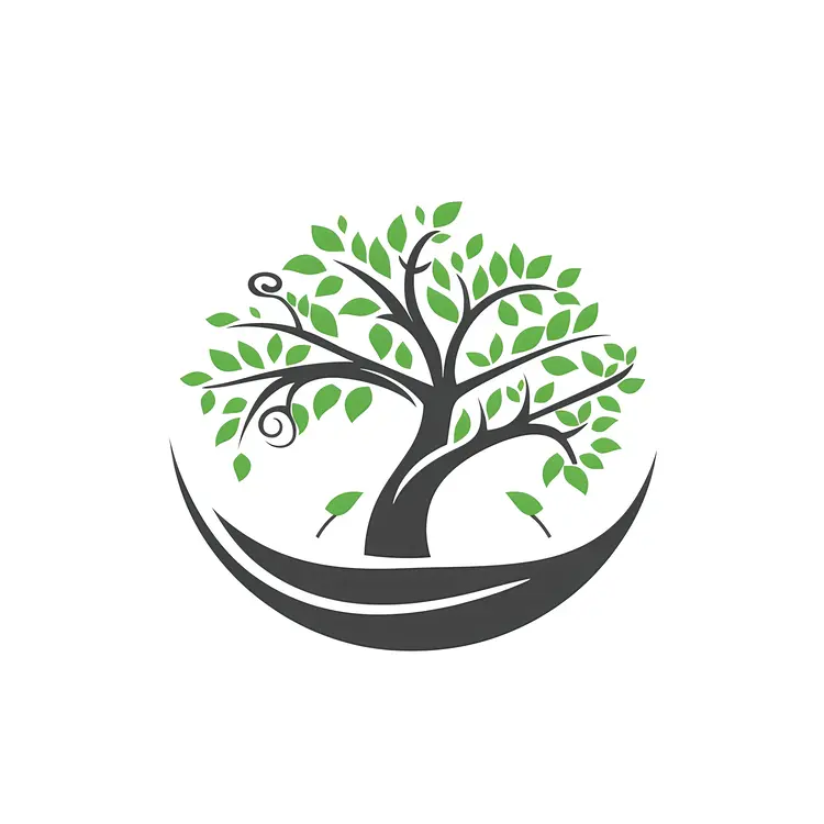 Green Tree with Curved Trunk