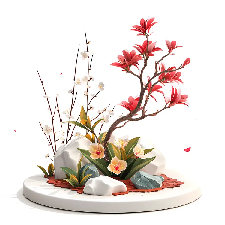 Red and White Flower Arrangement