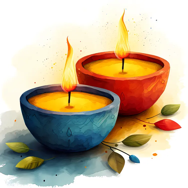Colorful candles with flames
