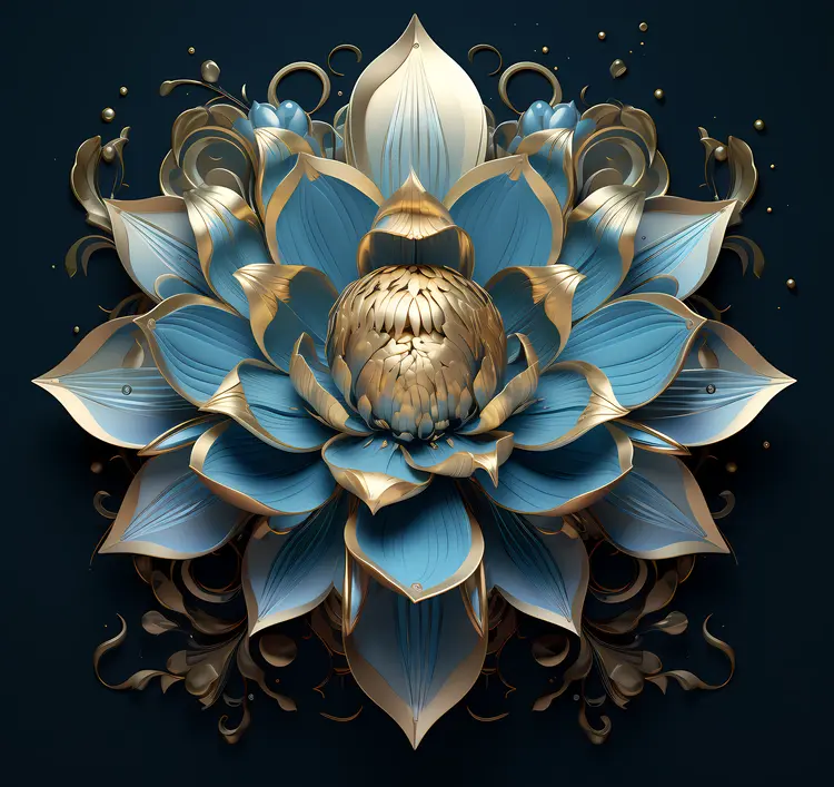 Elegant Blue and Gold Flower