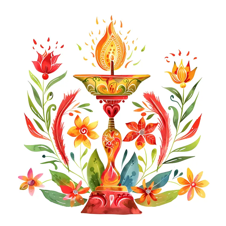 Decorative Lamp with Flowers
