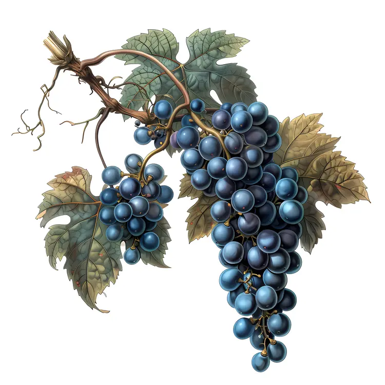 Ripe Blue Grapes on Vine