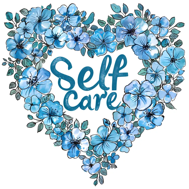 Self Care Concept with Blue Flowers