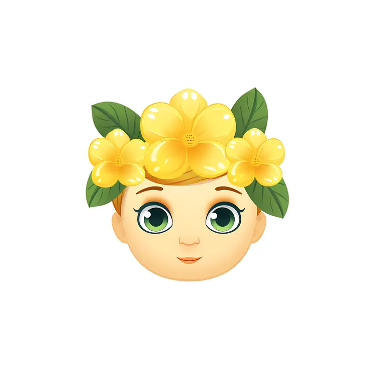 Cute Emoji with Flower Crown