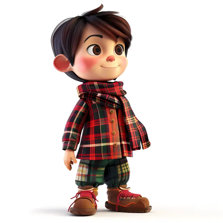 Boy in plaid outfit