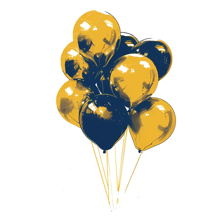 Festive Yellow and Blue Party Balloons