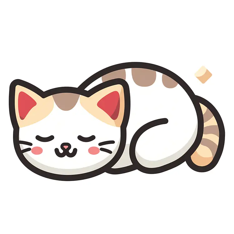 Adorable Sleeping Cartoon Cat