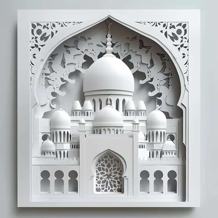 White Mosque with Intricate Design