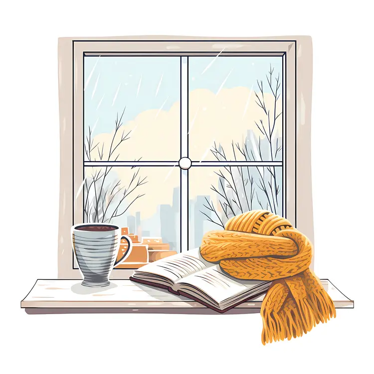 Reading by the Window with Yellow Scarf