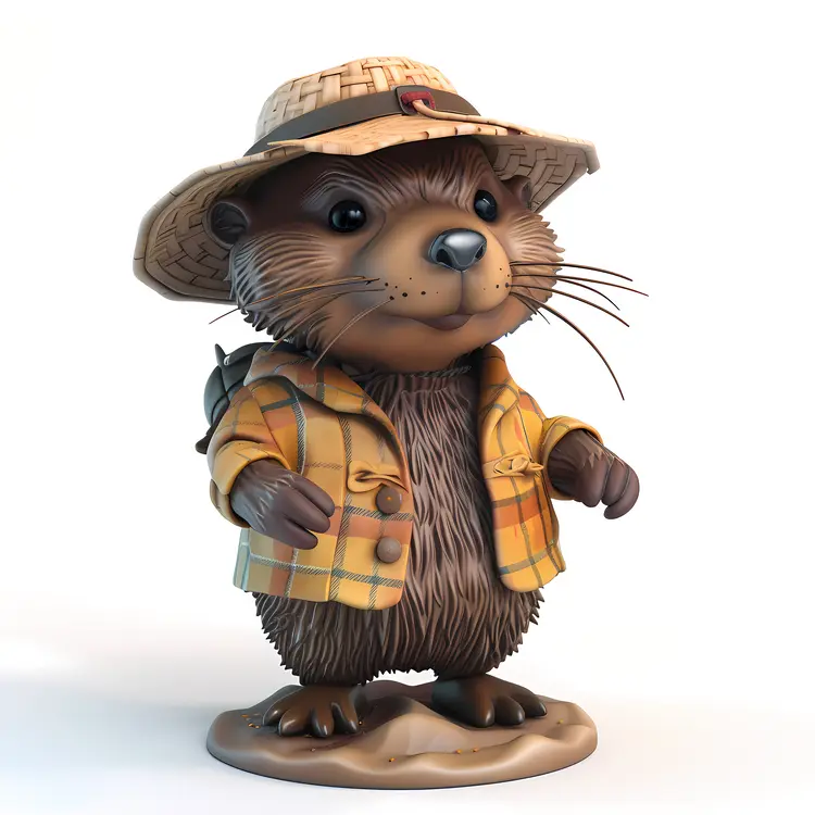 Adventurous Beaver with Hat