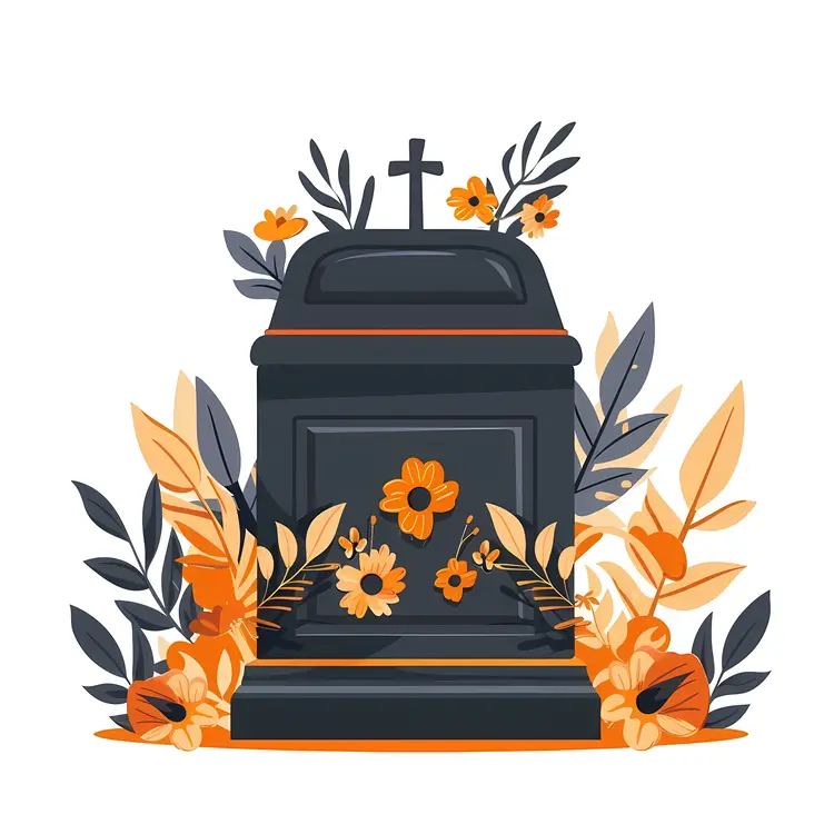 Decorated Tombstone with Flowers