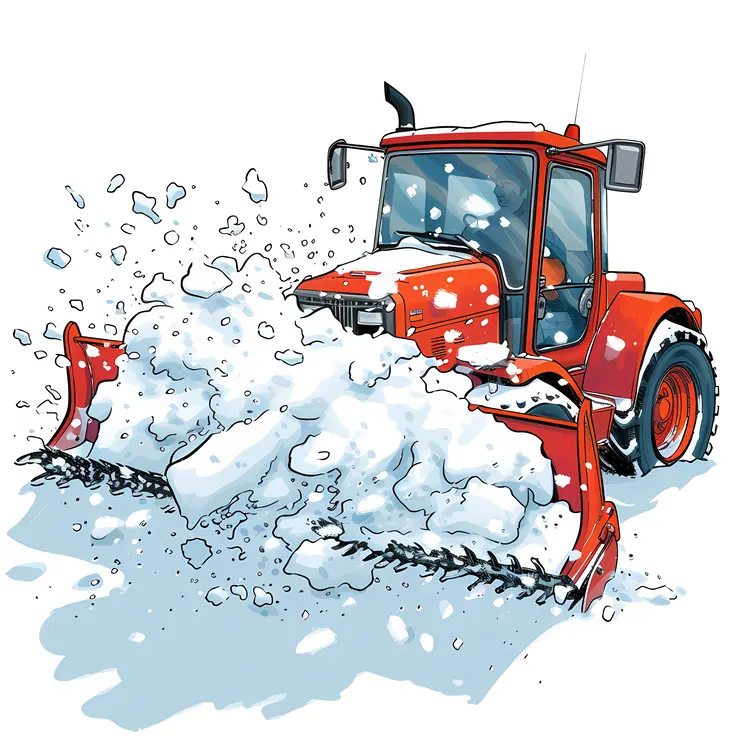 Red Snow Plow in Action