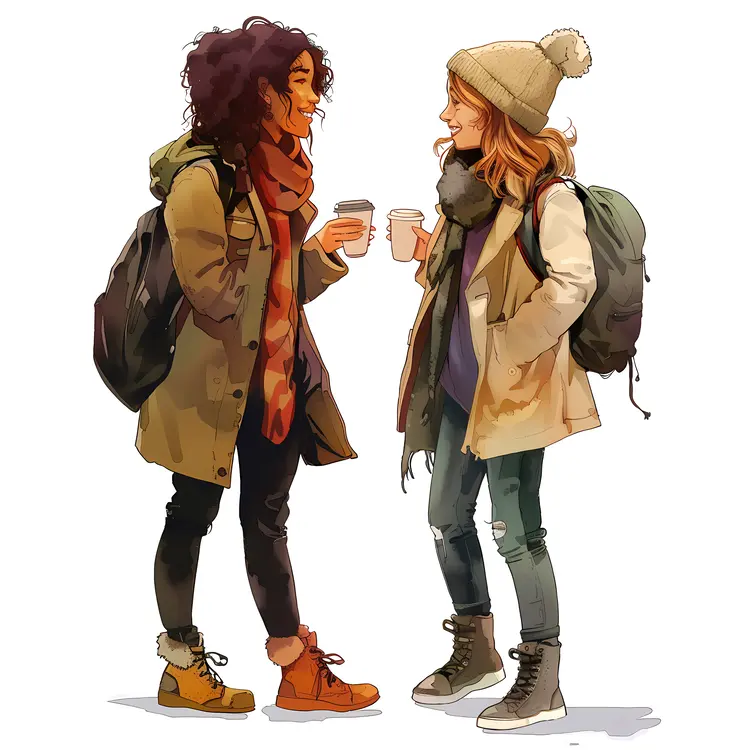 Two Women Chatting with Coffee