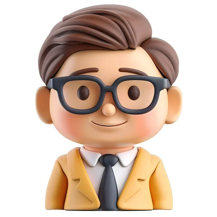 3D Cartoon Businessman with Glasses