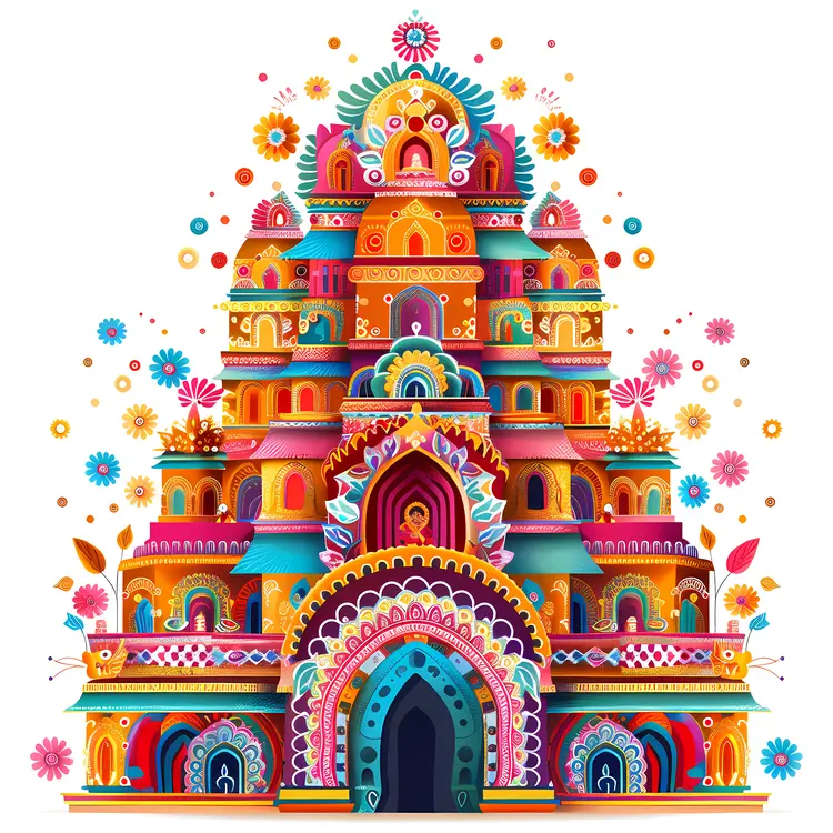 Vibrant Doodle Temple