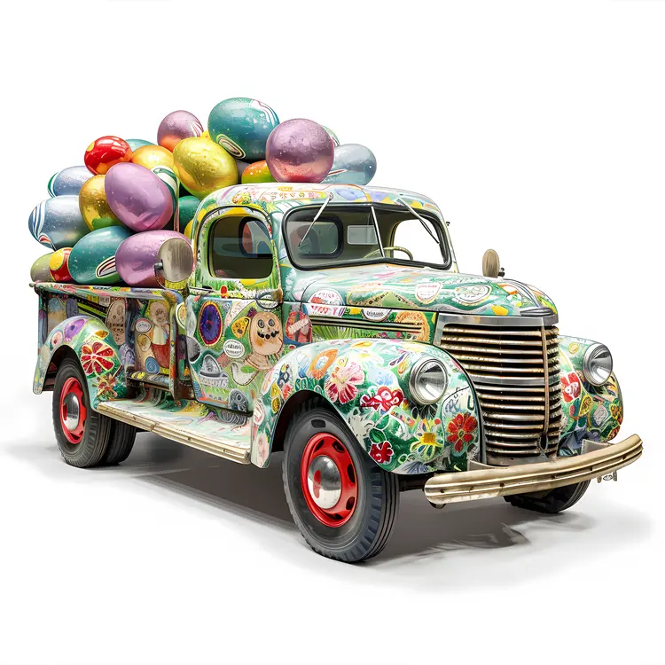 Decorated Truck with Easter Eggs