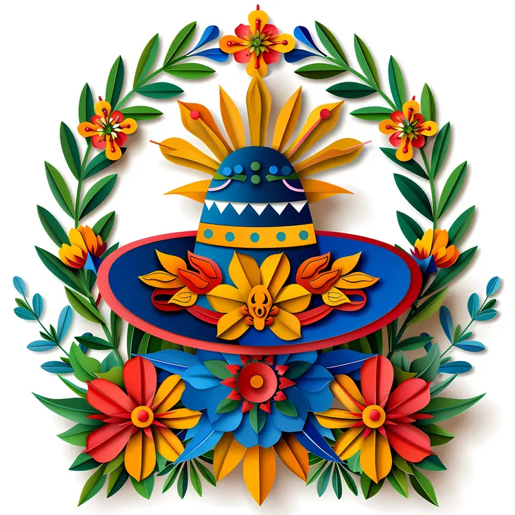 Colorful Sombrero with Floral Decorations