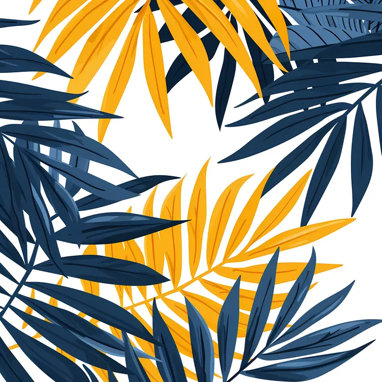 Yellow and Blue Palm Leaves Illustration
