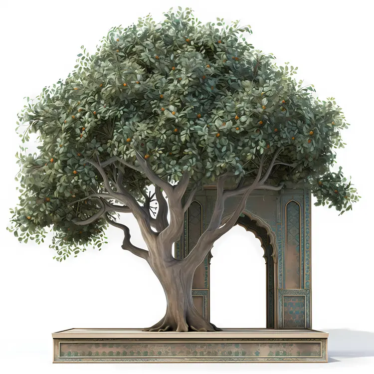 Fantasy Tree with Green Leaves and Archway