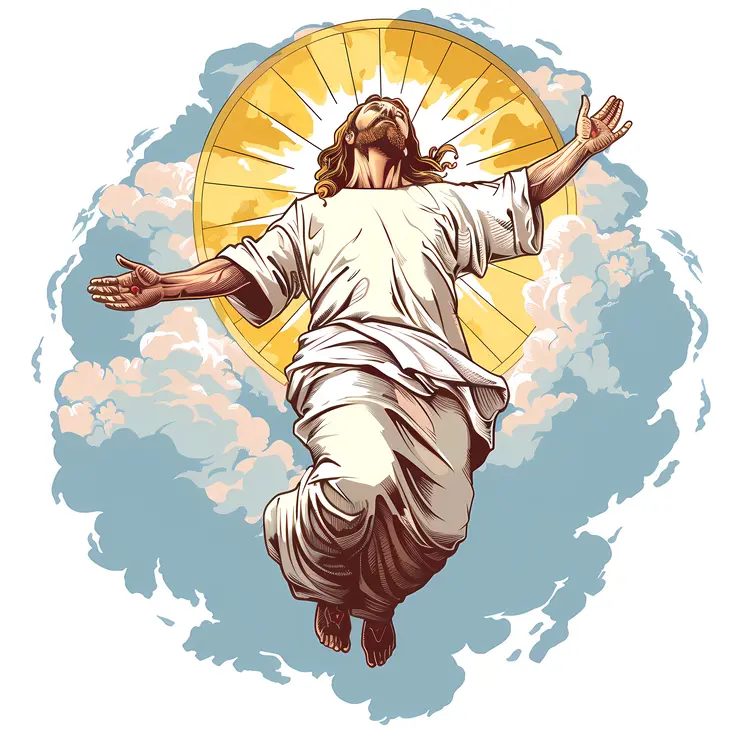 Jesus Ascending with Clouds