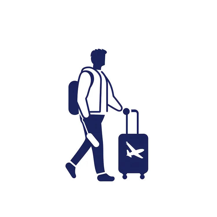 Traveler with Luggage and Backpack