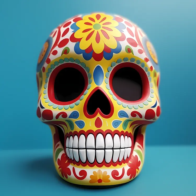 Colorful Decorative Skull for Day of the Dead